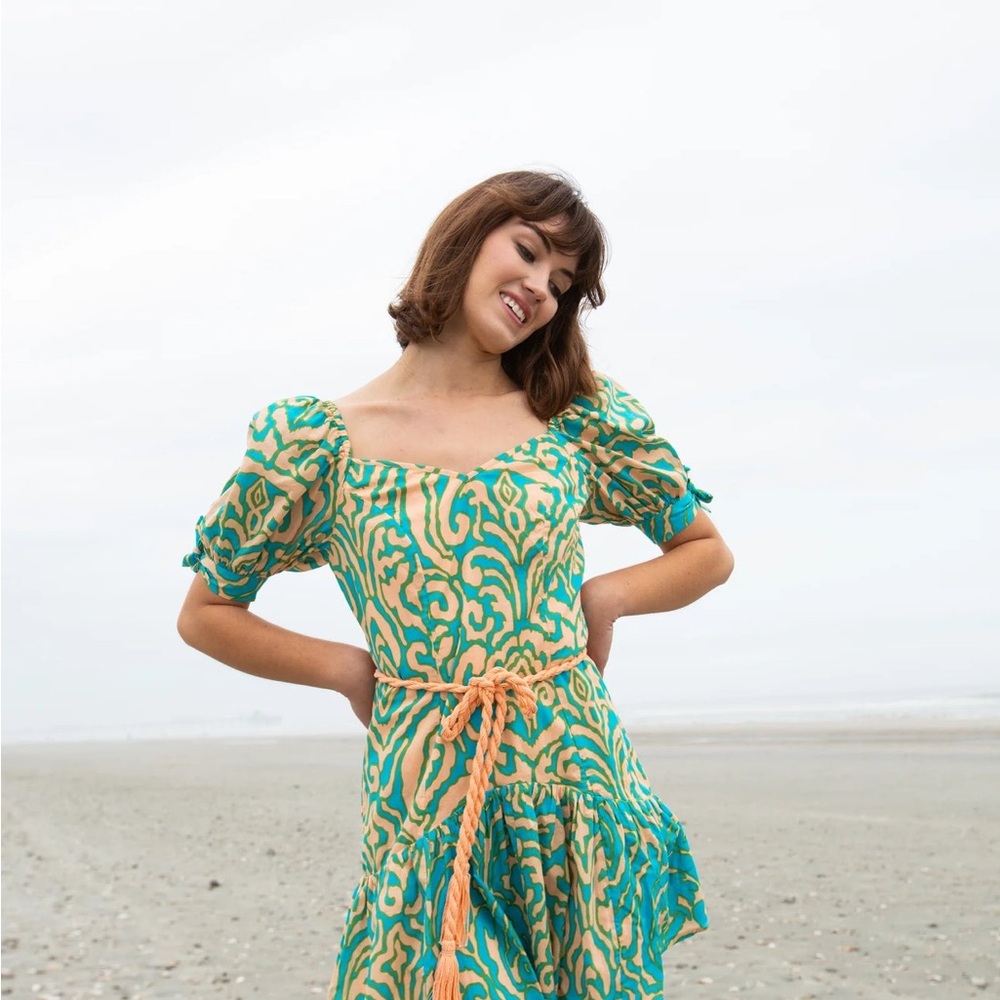 Anna Cate Emory Dress Size‎ M Teal Block NWT 100% Cotton